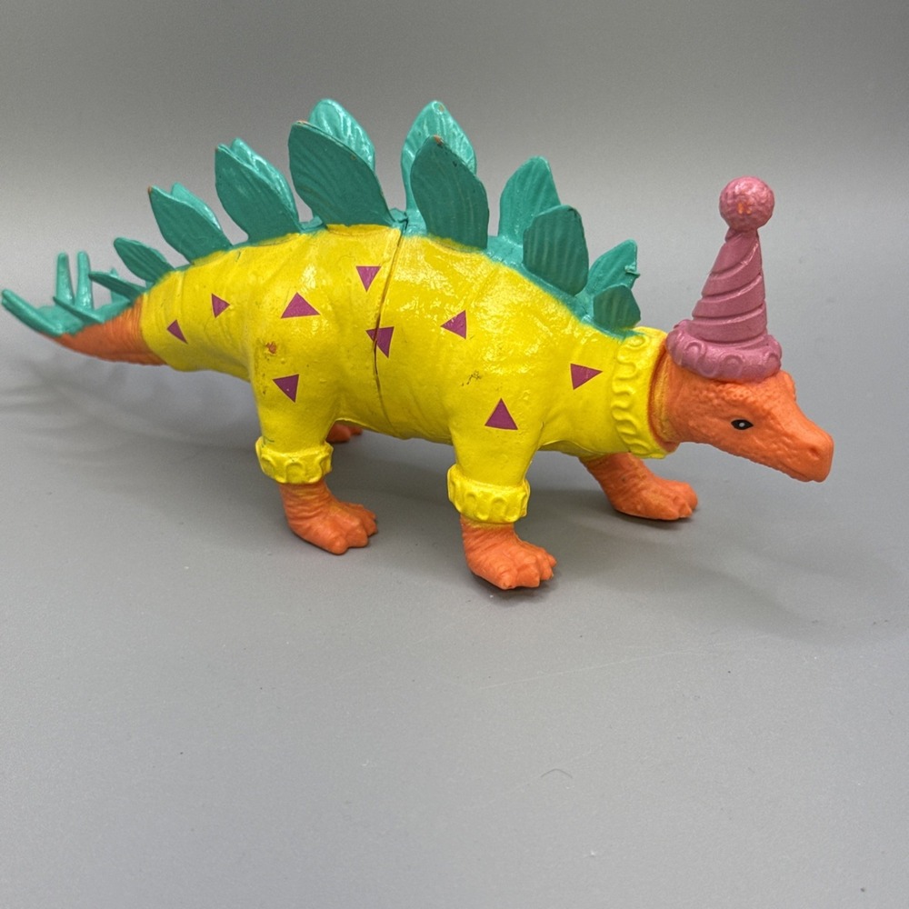 Target Bullseye Orange Stegosaurus Dinosaur in Pajamas & Party Hat Cake Topper